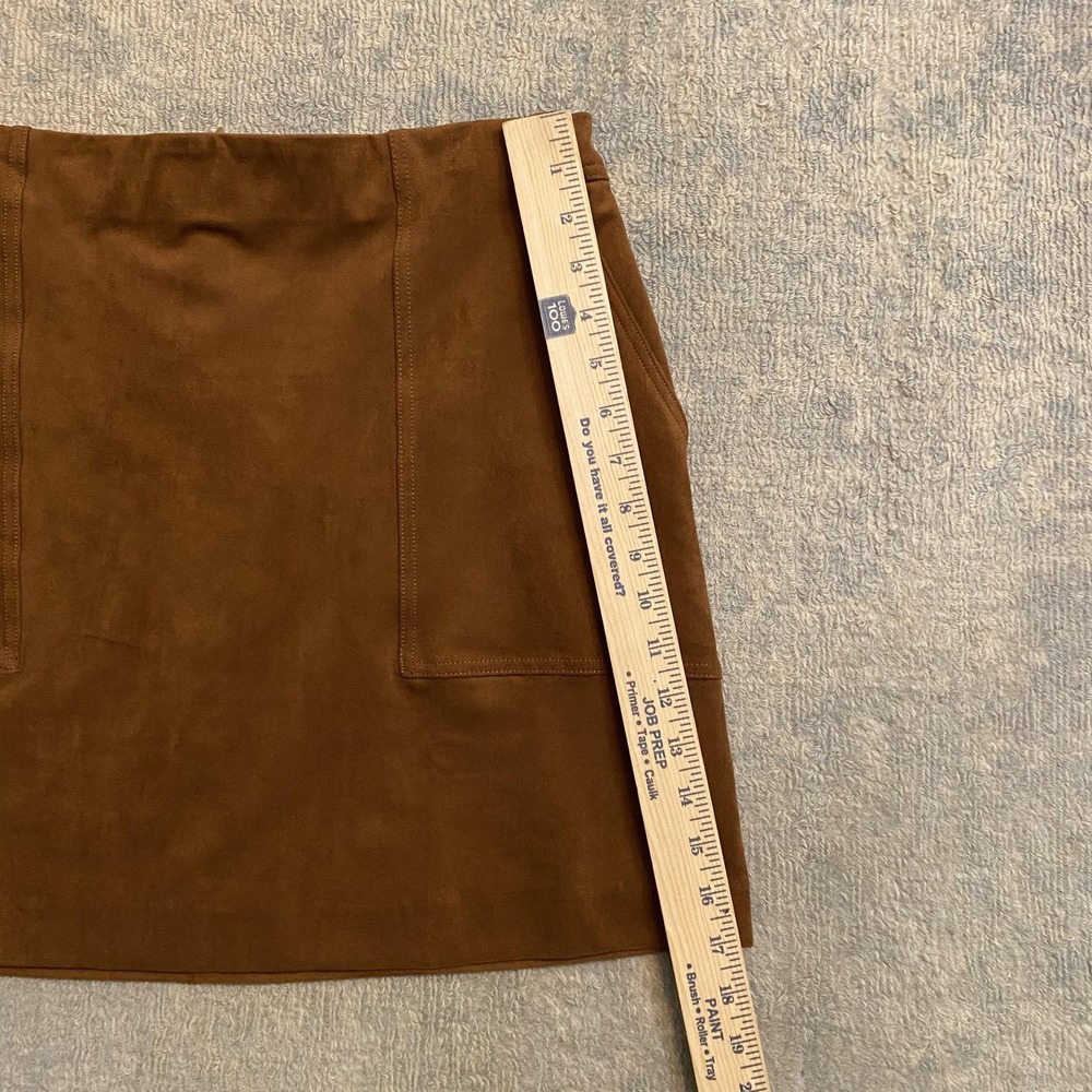 Banana Republic Skirt Womens 10 Brown Faux Suede Stretch A Line Mini Pockets - Picture 4 of 11